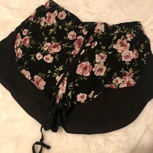 Black floral shorts